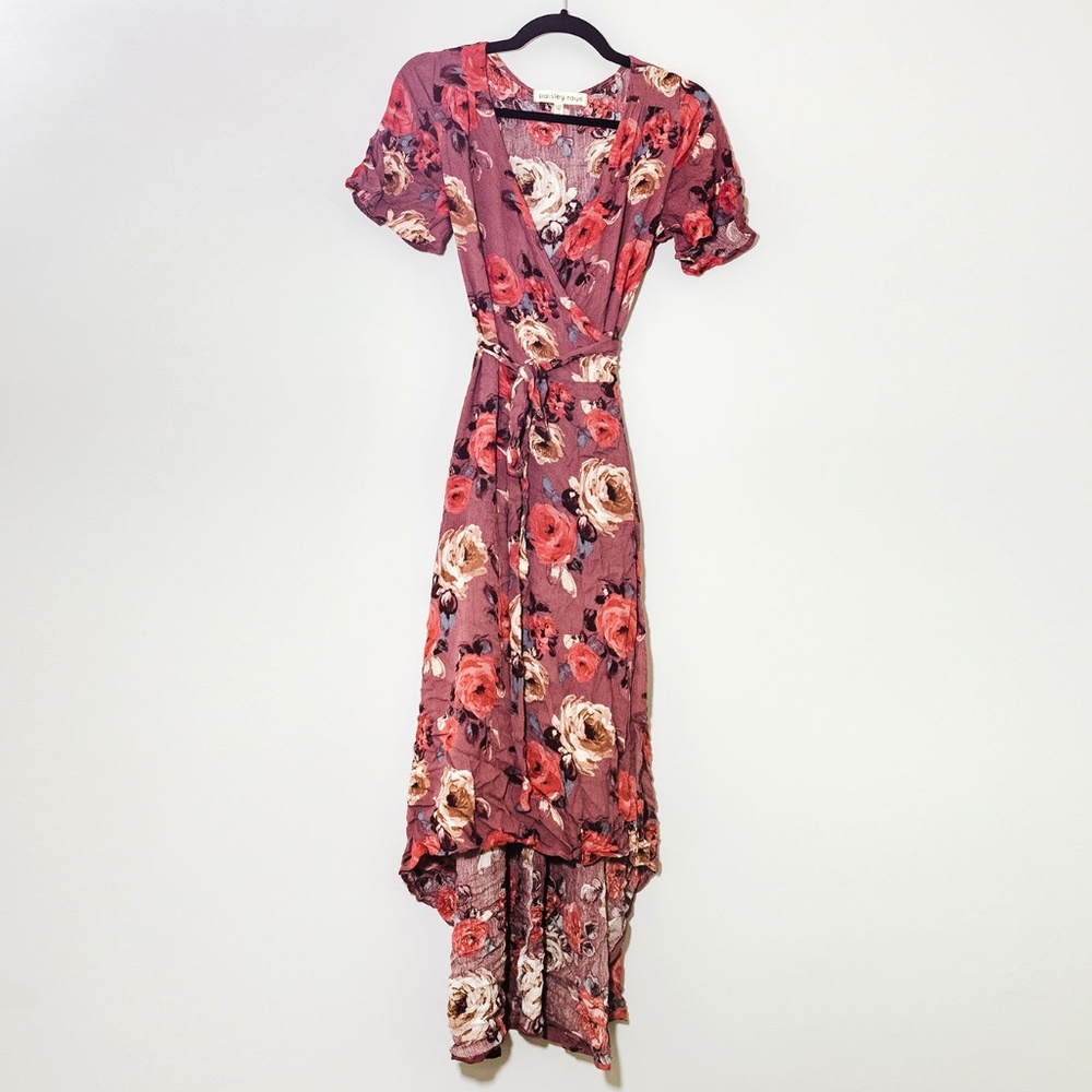 Butterfly Sleeve Hi-Low Wrap Dress